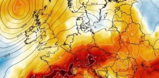 Mapa de anomalías entre os días 21-23 de agosto de 2023 segundo o modelo ECMWF: cálidas en escala de vermellos e frías en azuis. Foto: Wxcharts / Meteored