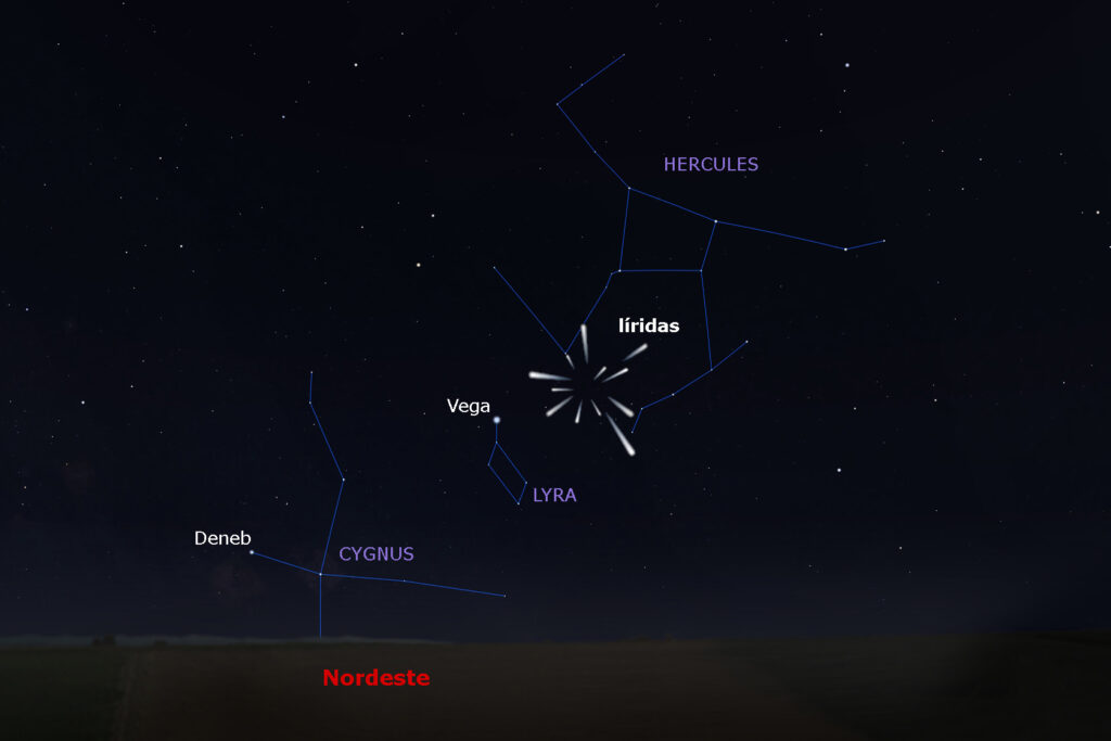 O radiante das Líridas, a constelación de Lyra. Foto: Observatorio Astronómico Nacional
