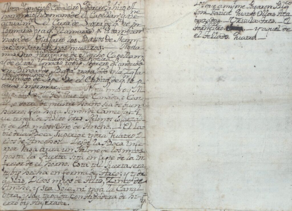 Manuscrito de Anselmo Arias Teixeiro sobre as características do forno ou vaso de fermentación. Foto: Arquivo da Fundación Penzol