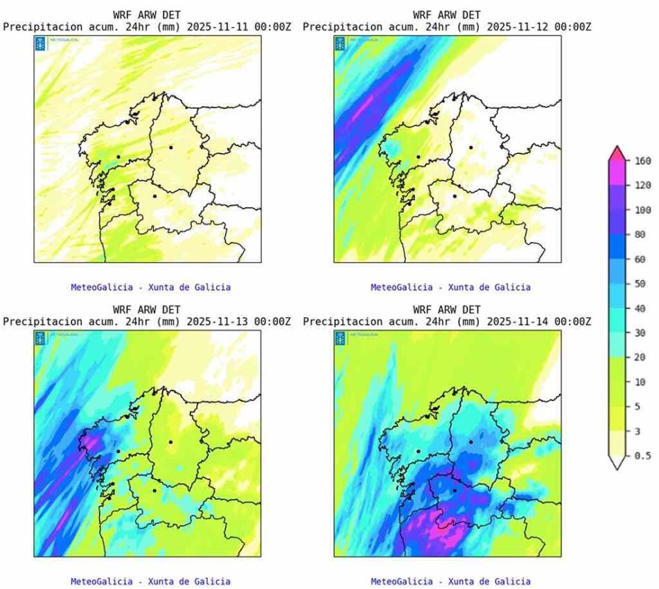 acumulados 24 horas de MeteoGalicia de luns a xoves