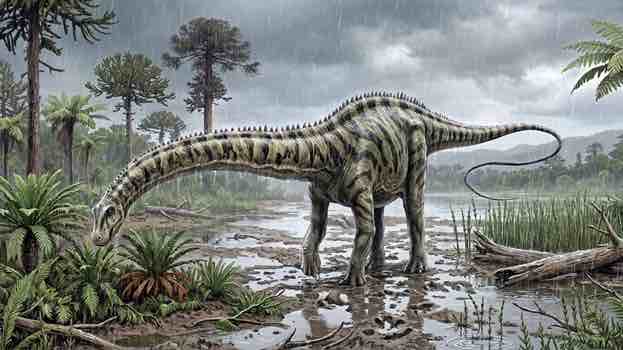Ilustración de diplodocus. Foto: Carmelo López do grupo de investigación FOCONTUR.
