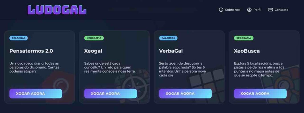 Captura de pantalla da páxina web de Ludogal.