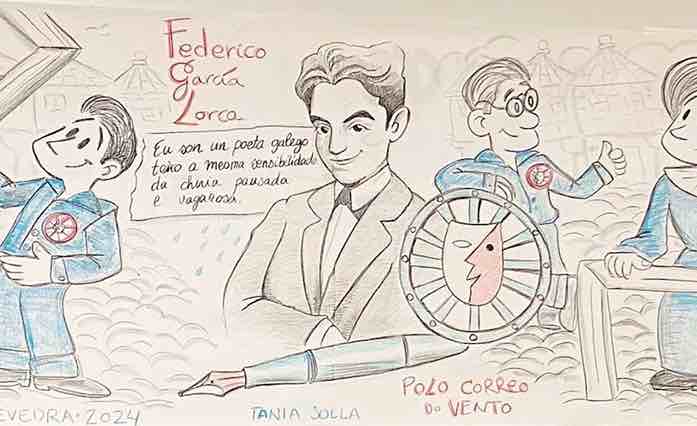 Ilustración dedicada á figura de Lorca como "poeta galego". Foto: Quique Mauricio